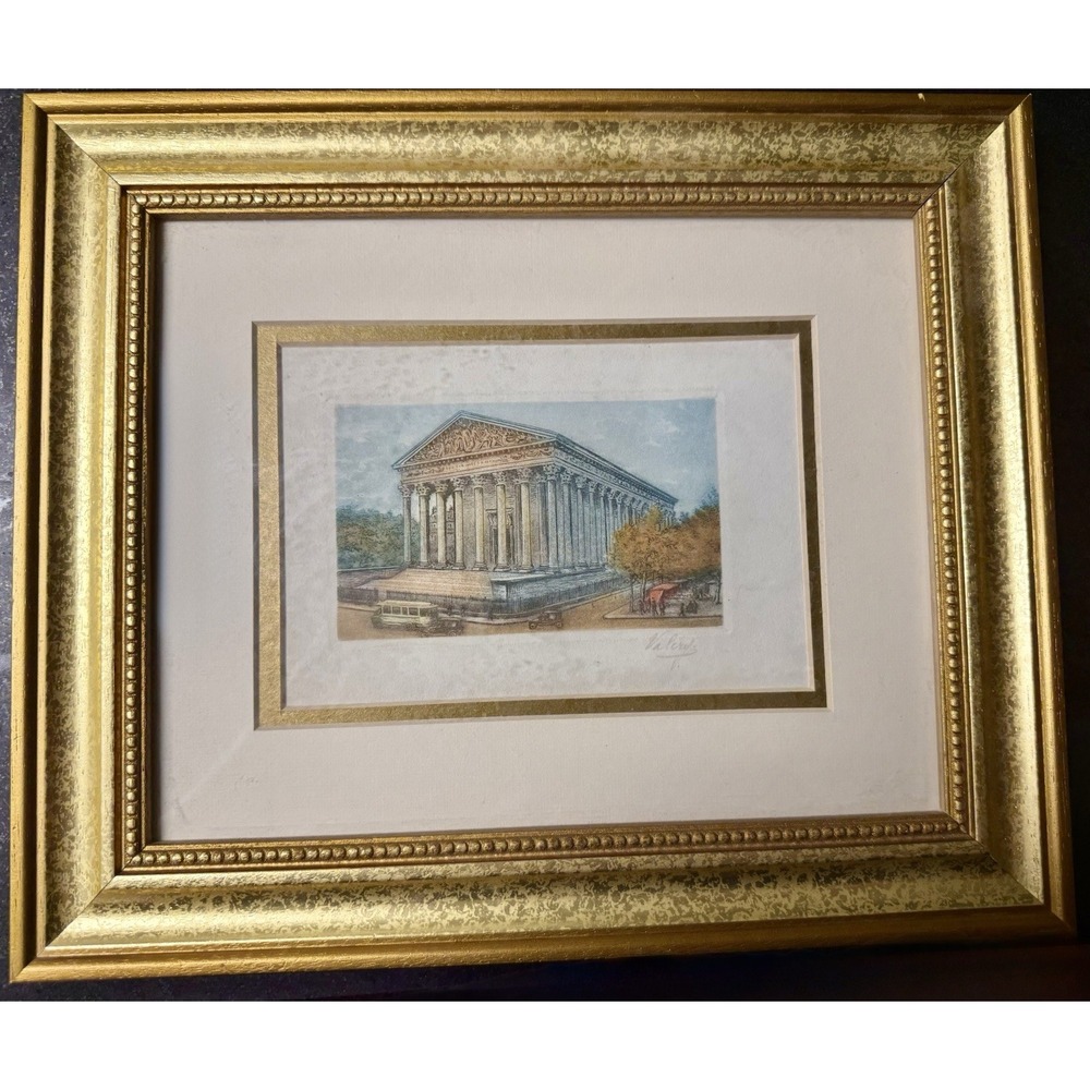 Paris Madeline Color Etching, Victor Valery :Listed French Artist Orig Sign VTG